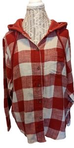 Time Tru Red Check Flannel Long Sleeved Hoodie
